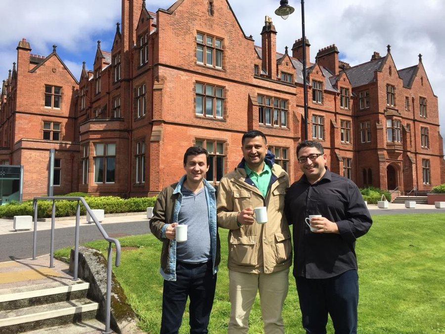 Levent Kutlu with friends from his Rice University PhD years during an academic visit